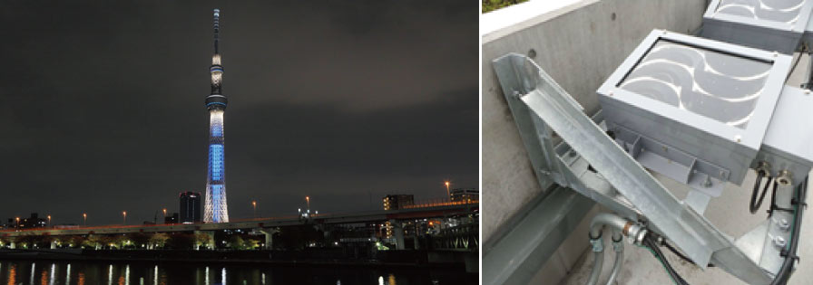 日本の夜景を超狭角LED投光器の開発で実現（東京スカイツリー®, 2012）