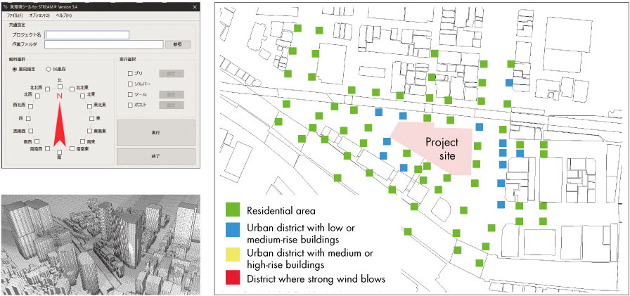 風洞実験レベルの検討が建築家でもできる「風環境評価ツール」（某事務所ビル）