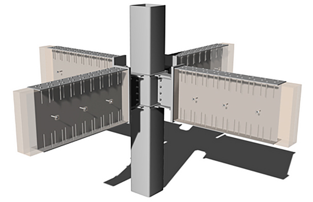 Axonometic Projection of the Wood-Steel Hybrid Ramen Frame