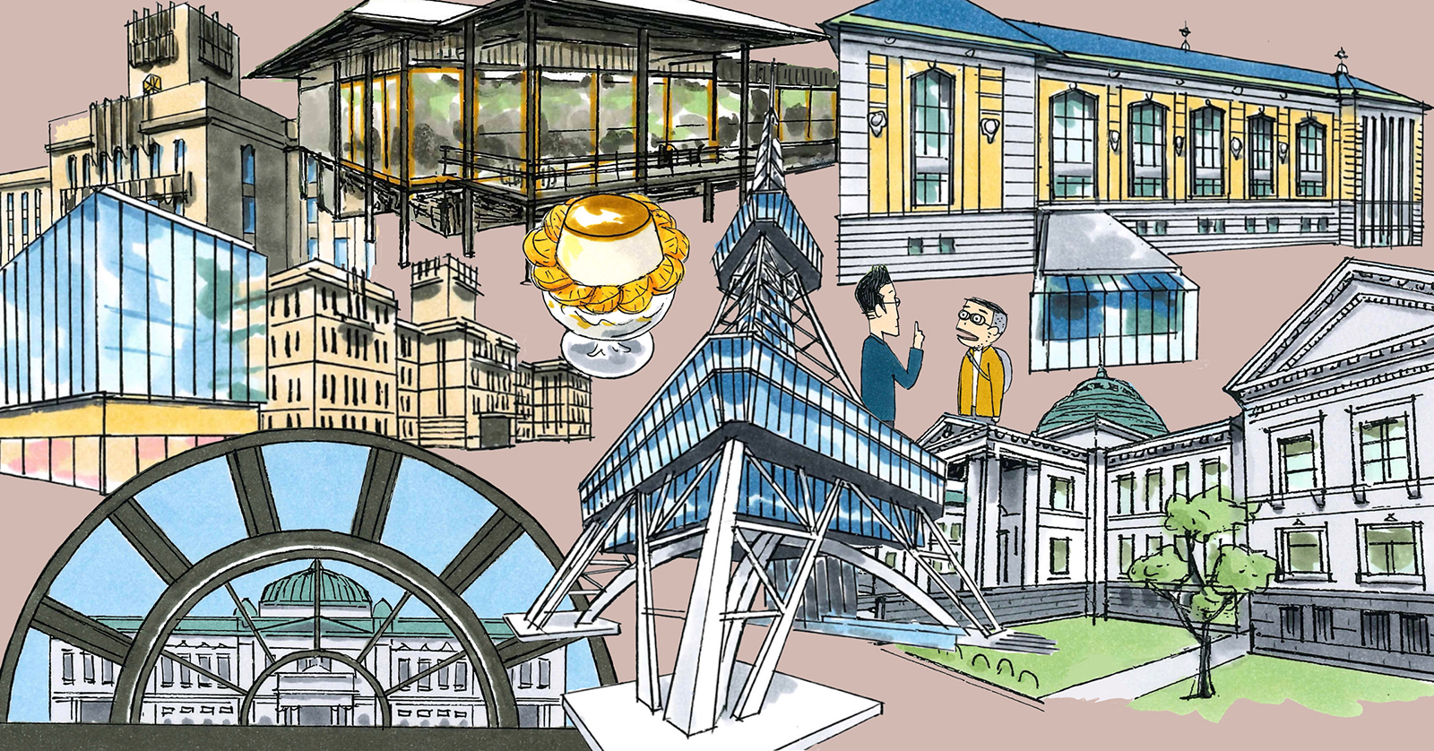 近現代建築の魅力的な活用事例をnoteで紹介 宮沢洋氏による イラスト名建築ぶらり旅 連載開始 News News Nikken Sekkei Ltd